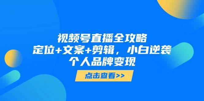 视频号直播全攻略,定位+文案+剪辑,小白逆袭个人品牌变现-网赚副业网
