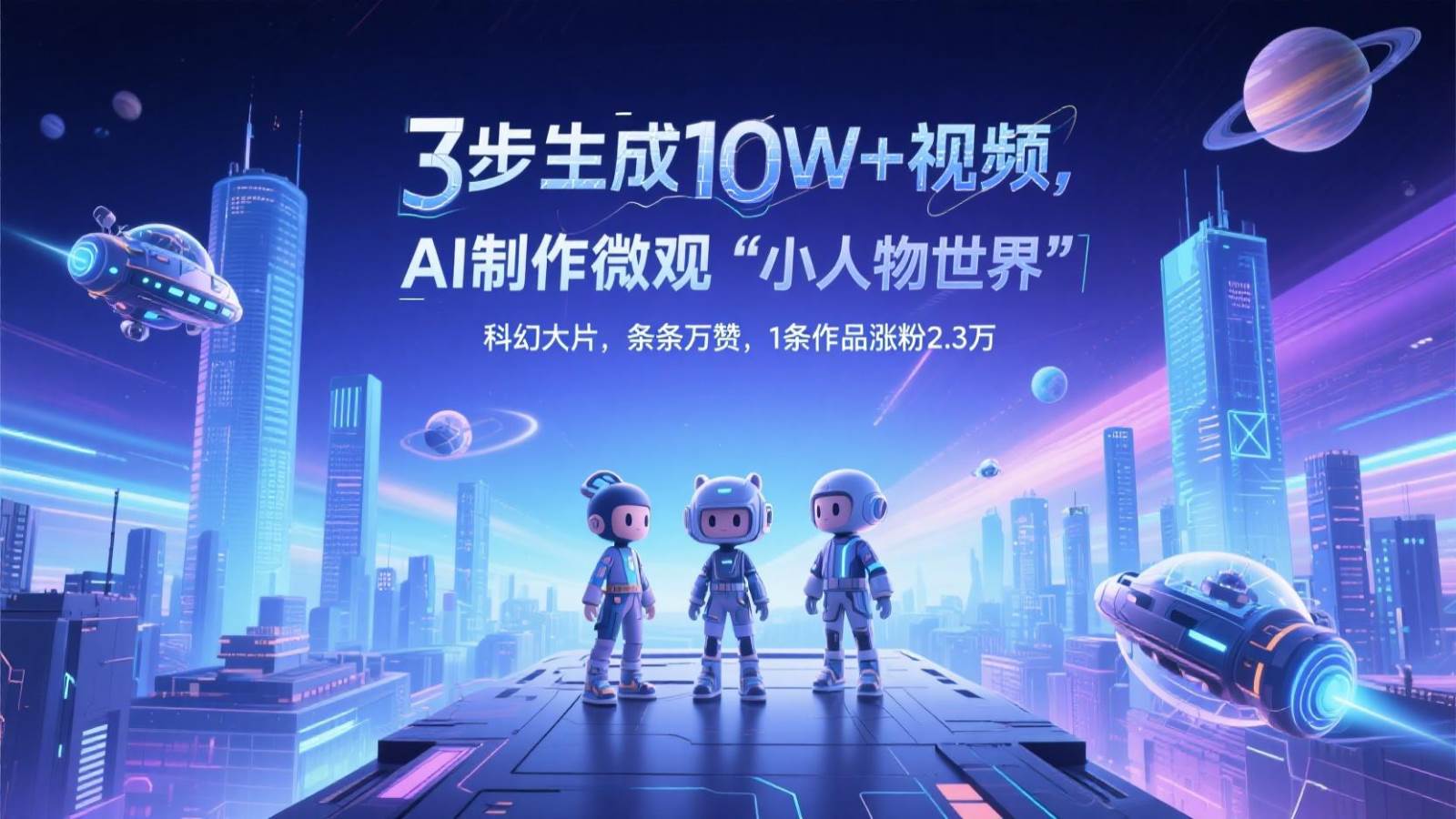 三步生成10W+视频,AI制作微观“小人物世界”科幻大片,条条万赞,1条作品涨粉2.3万-网赚副业网