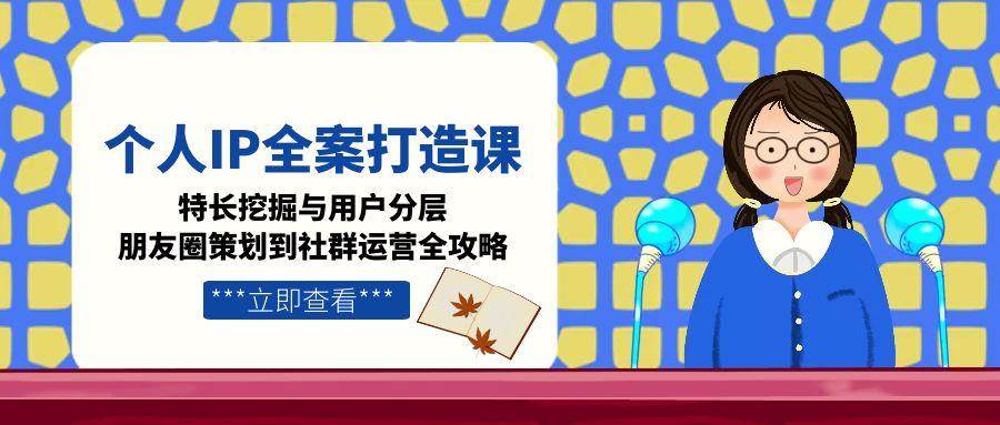 个人IP全案打造课,特长挖掘与用户分层,朋友圈策划到社群运营全攻略-网赚副业网