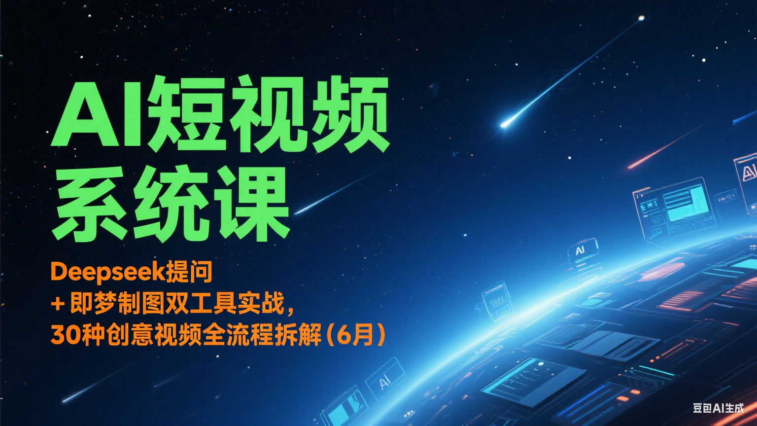 AI短视频系统课:Deepseek提问 + 即梦制图双工具实战,30种创意视频全流程拆解(6月)-网赚副业网
