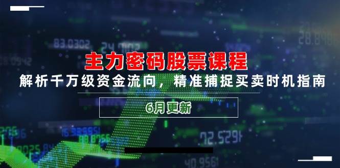 主力密码股票课程,解析千万级资金流向,精准捕捉买卖时机指南(6月更新)-网赚副业网