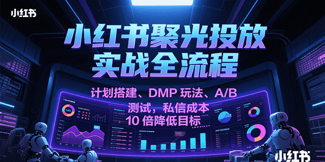 小红书聚光投放实战全流程,计划搭建、DMP玩法、A/B测试,私信成本10倍降低目标-网赚副业网