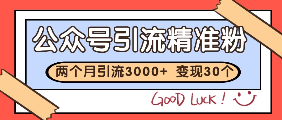 公众号精准粉引流玩法 2个月3000+精准粉 变现30万+-网赚副业网