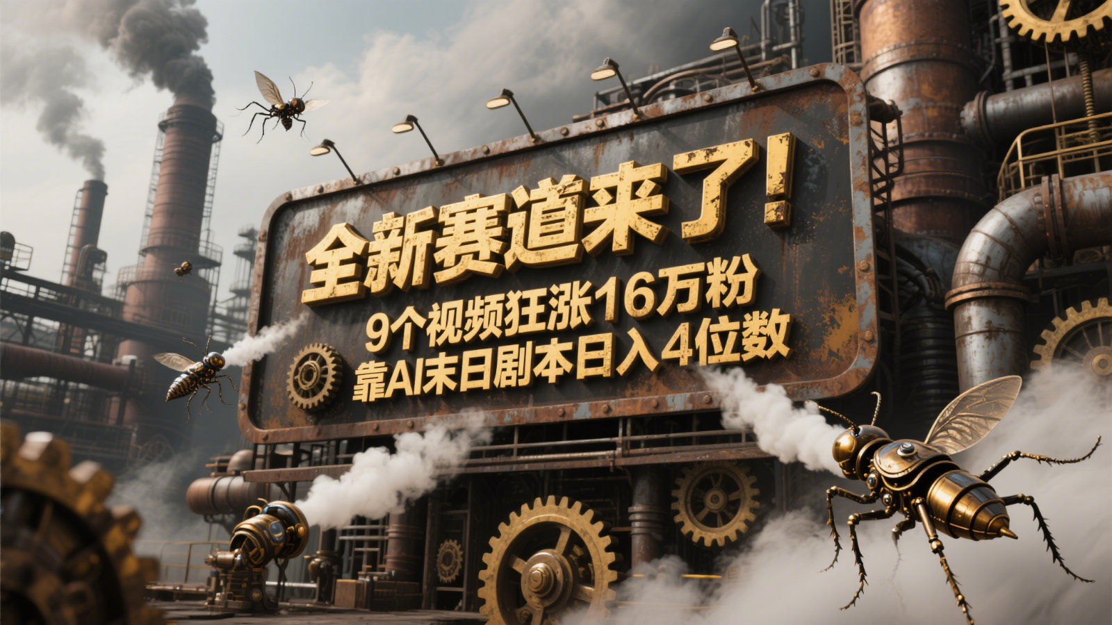 全新赛道来了!9个视频狂涨16万粉,靠AI末日剧本日入4位数,评论区爆肝追更!-网赚副业网