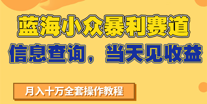 蓝海小众暴利赛道,信息查询,当天见收益,不讲玄学,7天搞了2万+-网赚副业网