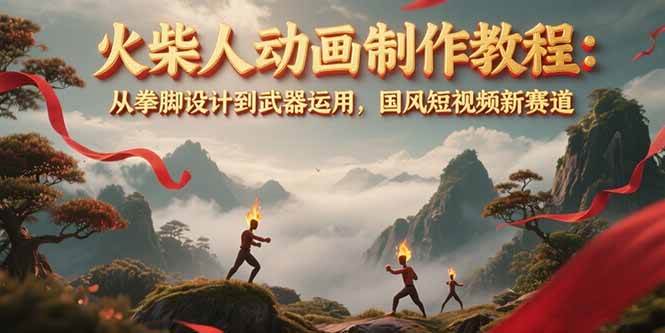火柴人动画制作教程:从拳脚设计到武器运用,国风短视频新赛道-网赚副业网
