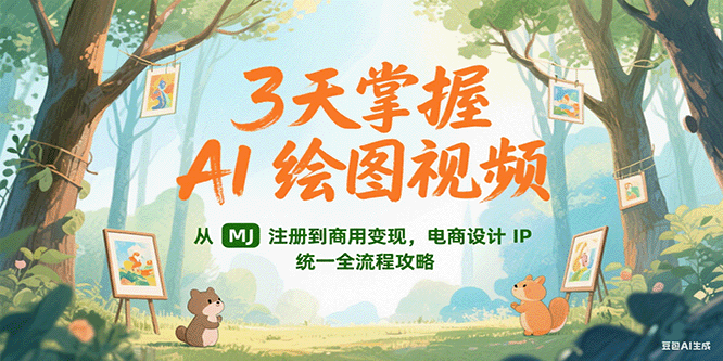 3天掌握AI绘图视频,从MJ 注册到商用变现,电商设计IP统一全流程攻略-网赚副业网