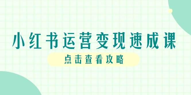 小红书运营变现速成课,账号搭建到暴力起号,个人IP全流程指南-网赚副业网