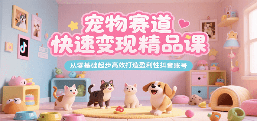宠物赛道快速变现精品课,从零基础起步高效打造盈利性抖音账号-网赚副业网