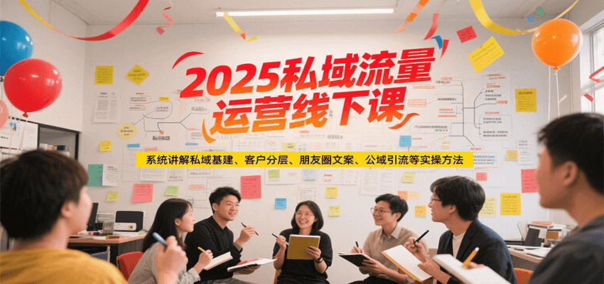 2025私域流量运营线下课,系统讲解私域基建/客户分层/朋友圈文案/公域引流等实操方法-网赚副业网