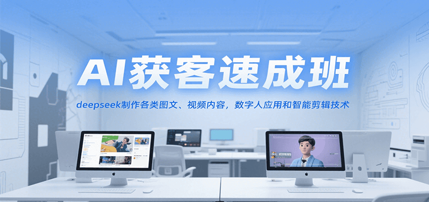 AI获客速成班,deepseek制作各类图文、视频内容,数字人应用和智能剪辑技术-网赚副业网
