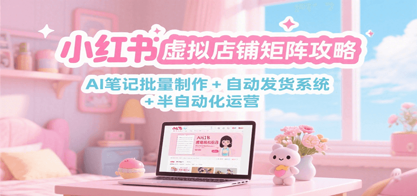 小红书虚拟店铺矩阵攻略:AI笔记批量制作 + 自动发货系统 + 半自动化运营-网赚副业网