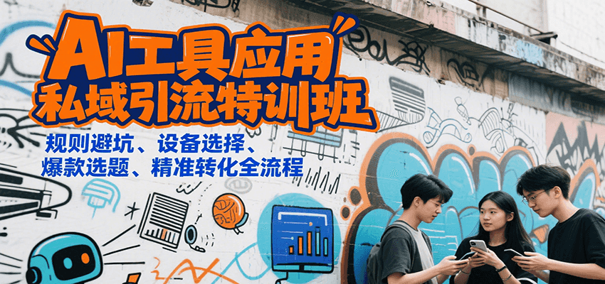 AI工具应用私域引流特训班,规则避坑、设备选择、爆款选题、精准转化全流程-网赚副业网