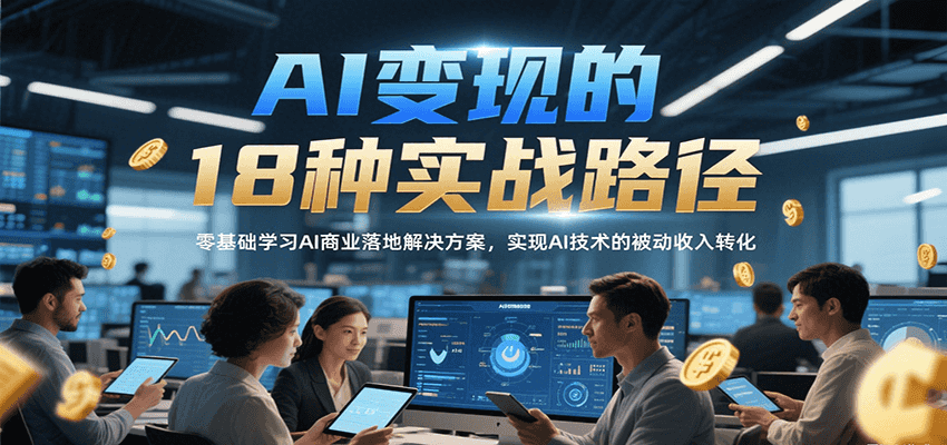 AI变现的18种实战路径,零基础学习AI商业落地解决方案,实现AI技术的被动收入转化-网赚副业网
