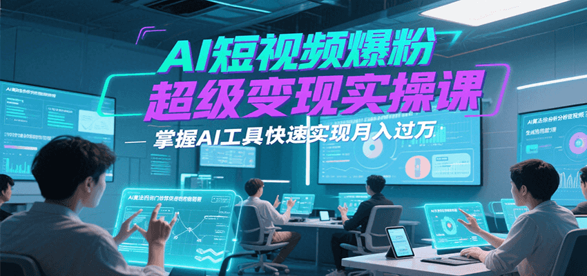 AI短视频爆粉超级变现实操课,掌握AI工具快速实现月入过万-网赚副业网