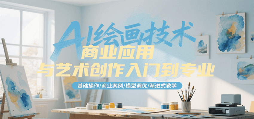 AI绘画技术商业应用与艺术创作入门到专业,基础操作/商业案例/模型调优/渐进式教学-网赚副业网