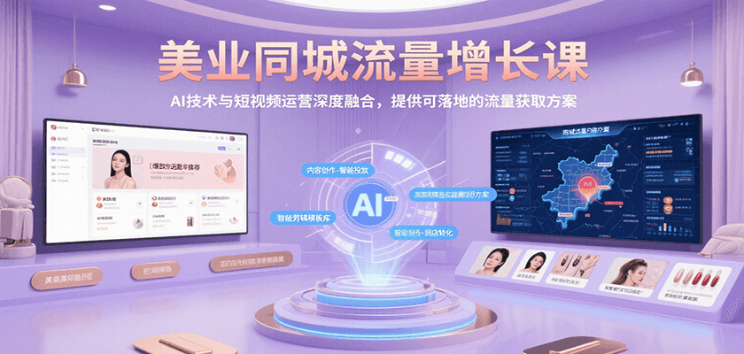 美业同城流量增长课,AI技术与短视频运营深度融合,提供可落地的流量获取方案-网赚副业网