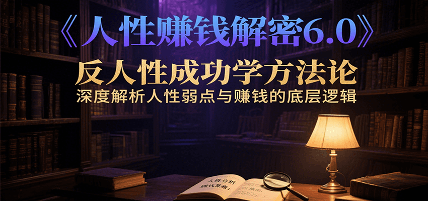 人性赚钱解密6.0,反人性成功学方法论,深度解析人性弱点与赚钱的底层逻辑-网赚副业网