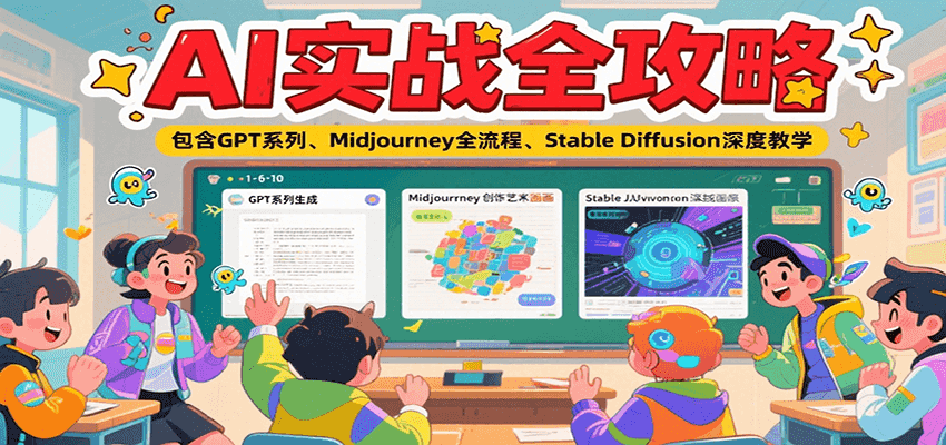 AI实战全攻略,包含GPT系列、Midjourney全流程、Stable Diffusion深度教学-网赚副业网