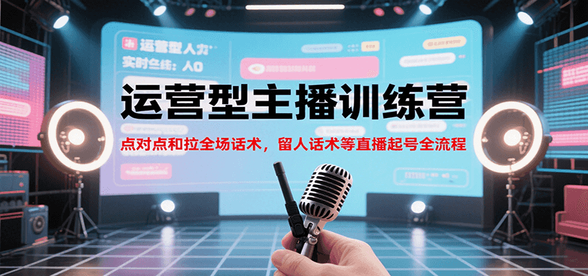 运营型主播训练营,点对点和拉全场话术,留人话术等直播起号全流程(更新7月)-网赚副业网