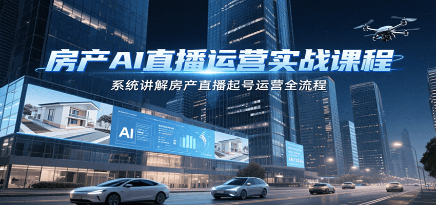 房产AI直播运营实战课程,系统讲解房产直播起号运营全流程-网赚副业网