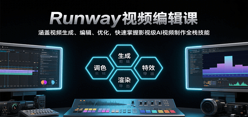 Runway视频编辑课,涵盖视频生成、编辑、优化,快速掌握影视级AI视频制作全栈技能-网赚副业网