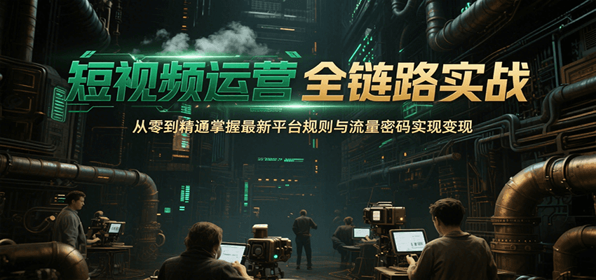 短视频运营全链路实战，从零到精通掌握最新平台规则与流量密码实现变现-网赚副业网