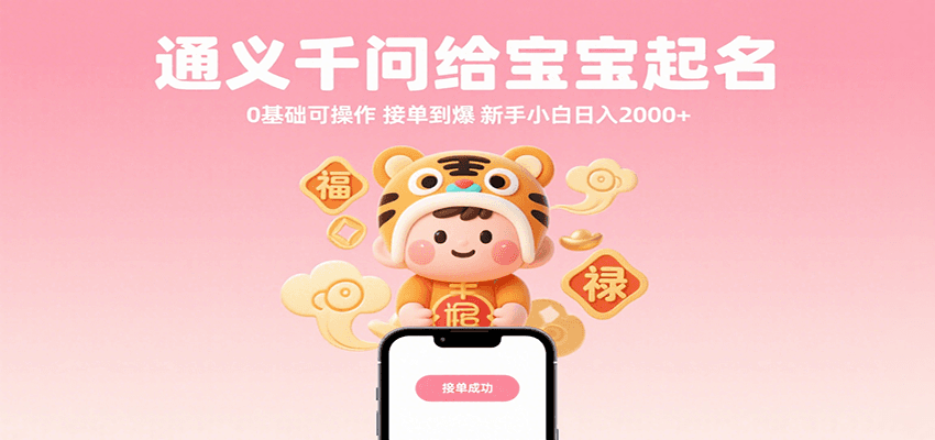 通义千问给宝宝起名 0基础可操作 接单到爆 新手小白日入2000+-网赚副业网