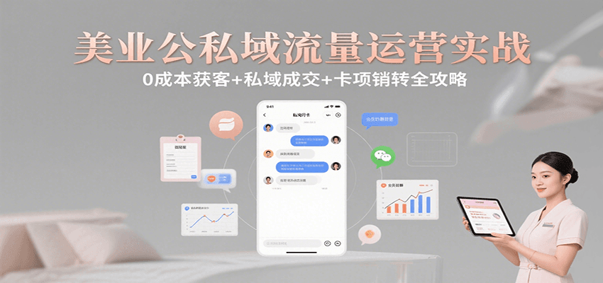 美业公私域流量运营实战：0成本获客+私域成交+卡项销转全攻略-网赚副业网