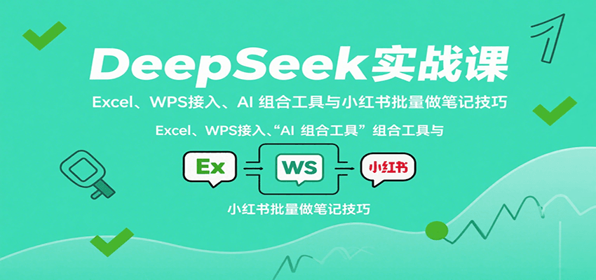 DeepSeek实战课:Excel、WPS接入、AI 组合工具与小红书批量做笔记技巧-网赚副业网