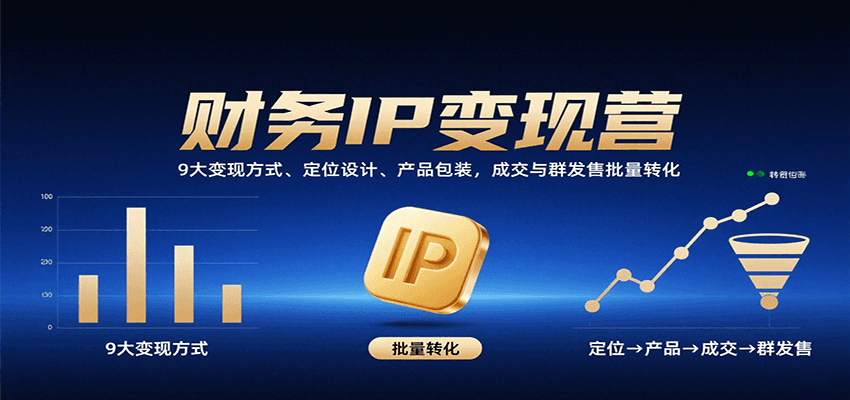 财务IP变现营:9大变现方式、定位设计、产品包装,成交与群发售批量转化-网赚副业网