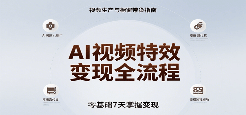 AI视频特效变现全流程,零基础7天掌握视频生产到橱窗带货变现-网赚副业网