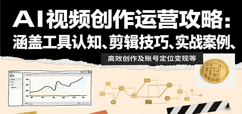 AI视频创作运营攻略:涵盖工具认知、剪辑技巧、实战案例、高效创作及账号定位变现等-网赚副业网