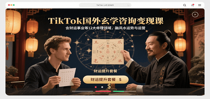 TikTok国外玄学咨询变现课,含财运事业等12大命理领域,融风水运势与运营-网赚副业网