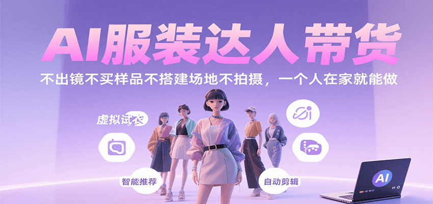 AI服装达人带货,不出镜不买样品不搭建场地不拍摄,一个人在家就能做-网赚副业网