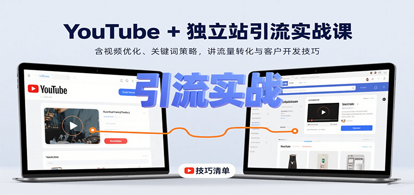 YouTube+独立站引流实战课:含视频优化、关键词策略,讲流量转化与客户开发技巧-网赚副业网