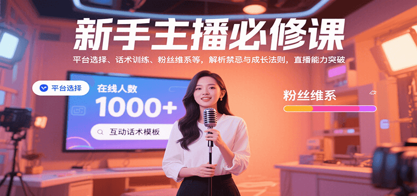 新手主播必修课:平台选择、话术训练、粉丝维系等,解析禁忌与成长法则,突破直播能力-网赚副业网