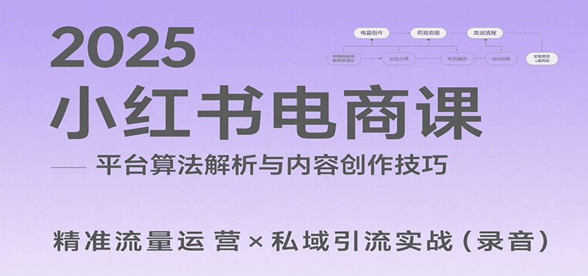 2025小红书电商课:解析算法,创作高转化内容,助力卖家获取流量实现变现(录音)-网赚副业网