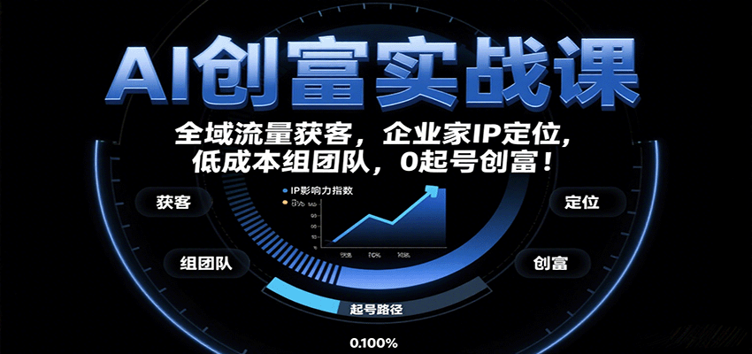 AI创富实战课：企业家IP定位，全域流量获客，低成本组团队，0起号创富！-网赚副业网