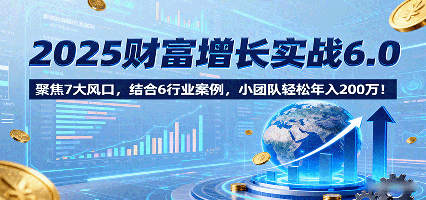 2025财富增长实战6.0,聚焦7大风口,结合6行业案例,小团队轻松年入200万!-网赚副业网