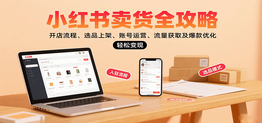 小红书卖货全攻略:开店流程、选品上架、账号运营、流量获取及爆款优化,轻松变现-网赚副业网