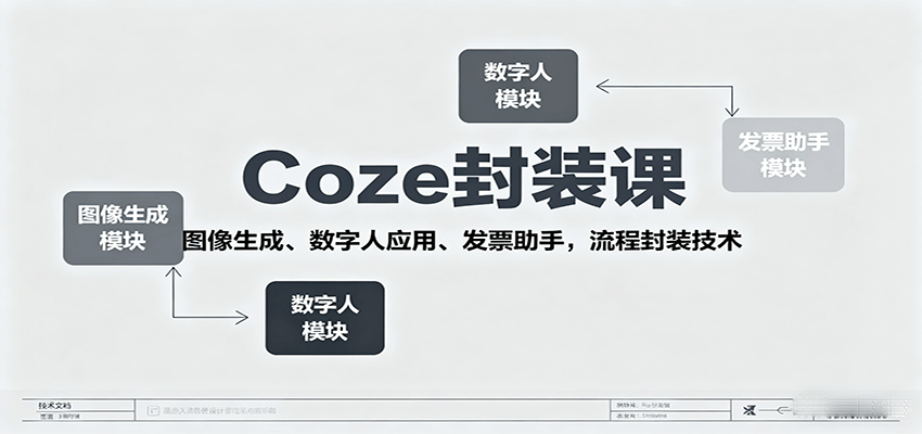 Coze封装课，图像生成、数字人应用、发票助手，流程封装技术-网赚副业网