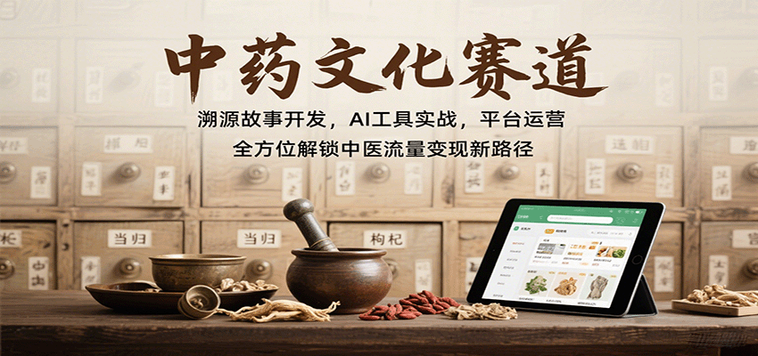中药文化赛道:溯源故事开发,AI工具实战,平台运营,全方位解锁中医流量变现新路径-网赚副业网