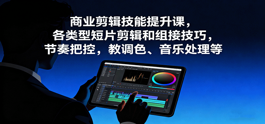 商业剪辑技能提升课,各类型短片剪辑和组接技巧,节奏把控,教调色、音乐处理等-网赚副业网