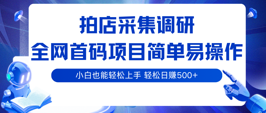 拍店采集调研,全网首码项目,简单易操作, 小白也能轻松上手,轻松日赚500+-网赚副业网
