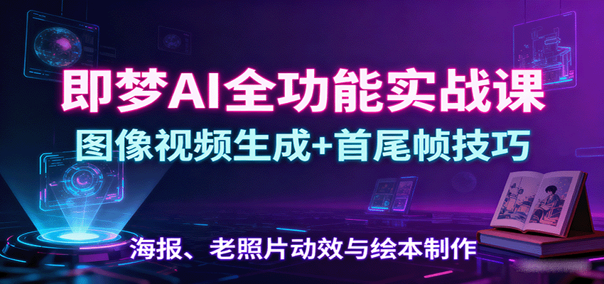 即梦AI全功能实战课:图像视频生成+首尾帧技巧,海报、老照片动效与绘本制作-网赚副业网