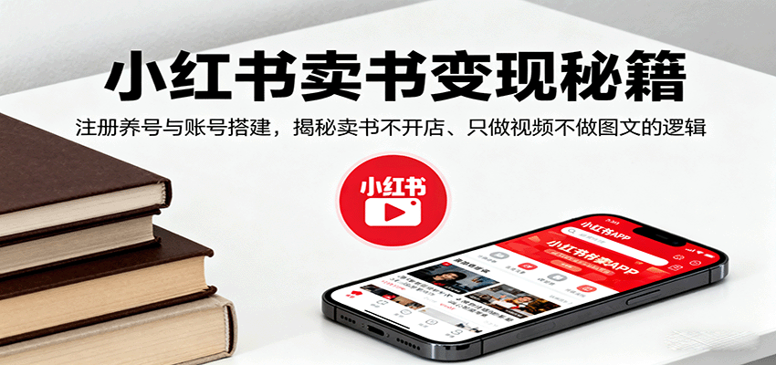 小红书卖书变现秘籍,注册养号与账号搭建,揭秘卖书不开店、只做视频不做图文的逻辑-网赚副业网