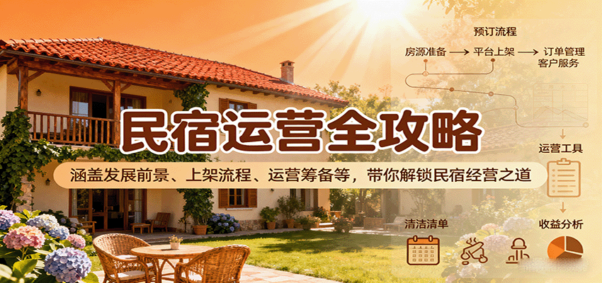 民宿运营全攻略:涵盖发展前景、上架流程、运营筹备等,带你解锁民宿经营之道-网赚副业网