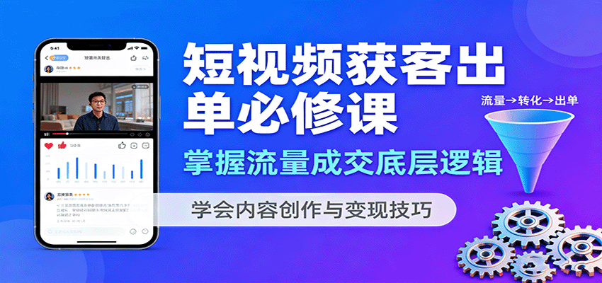 短视频获客出单必修课:掌握流量成交底层逻辑,学会内容创作与变现技巧-网赚副业网