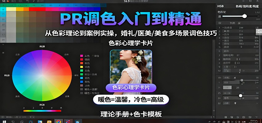 PR调色入门到精通:从色彩理论到案例实操,婚礼/医美/美食多场景调色技巧-网赚副业网